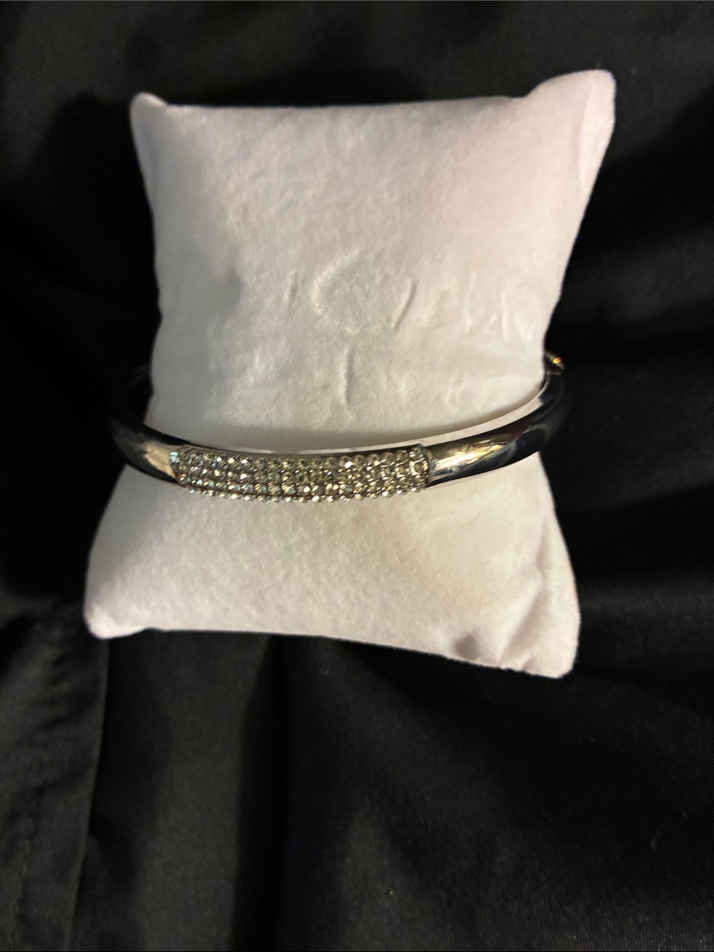 Crystal Pavé Silver-Tone Bangle Bracelet